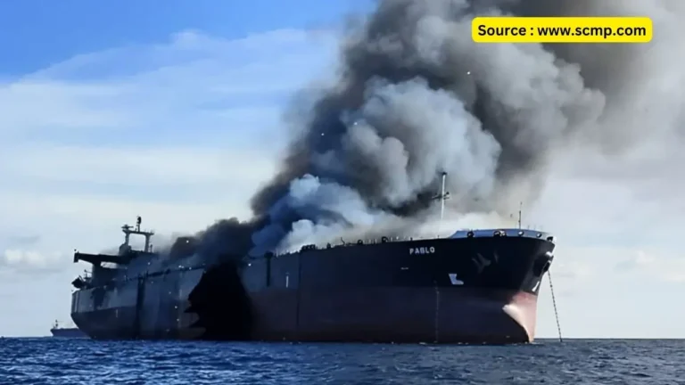 Two tankers on fire off Singapore